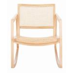 Natural Wood and Rattan Rocking Chair