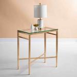 Gold Metal and Glass Side Table