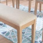 Natural Wood and Upholstered Seat Bench
