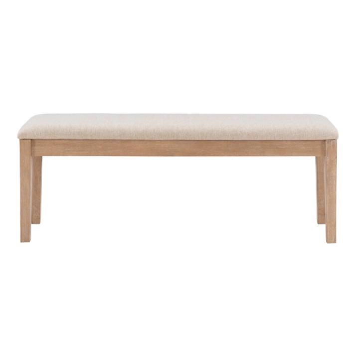 Natural Wood and Upholstered Seat Bench