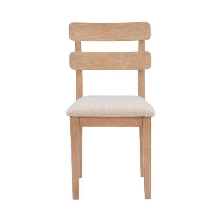 Natural Wood Slatted Back Dining Chairs, Set of 2