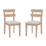 Natural Wood Slatted Back Dining Chairs, Set of 2