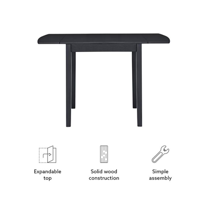 Black Wood Drop Leaf Dining Table