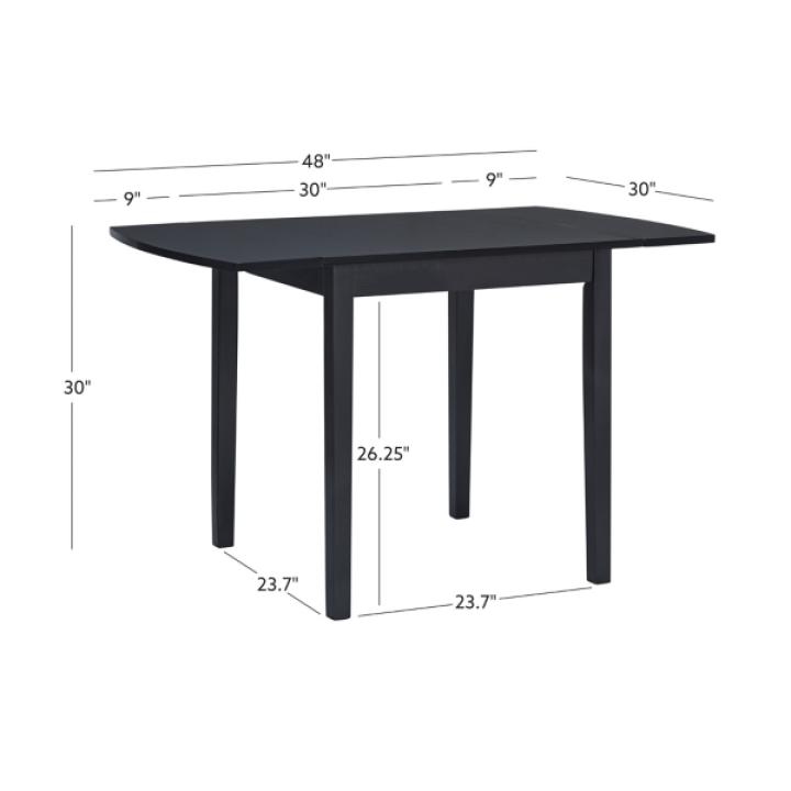 Black Wood Drop Leaf Dining Table