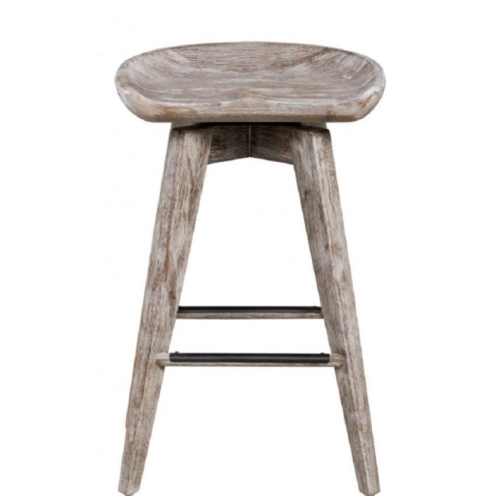 Wirebrushed Barnwood Swivel Counter Stool