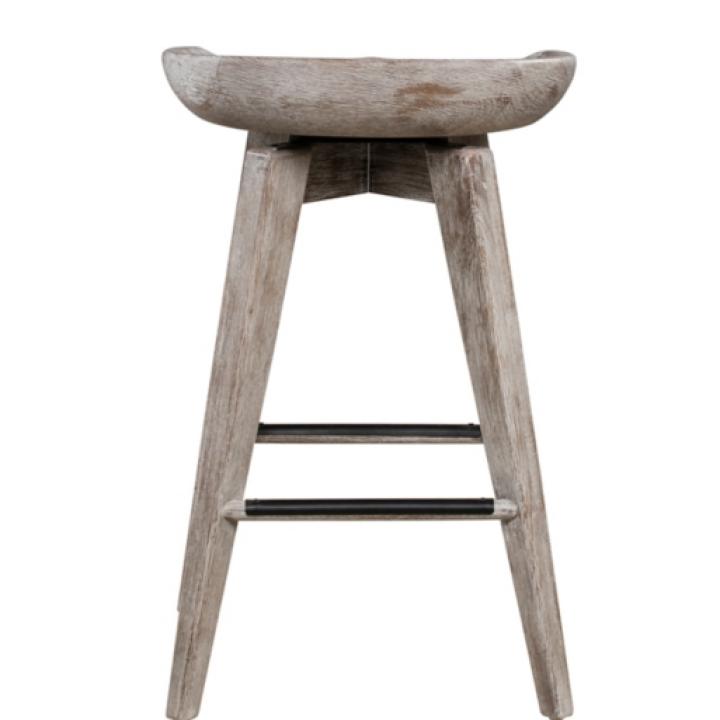 Wirebrushed Barnwood Swivel Counter Stool