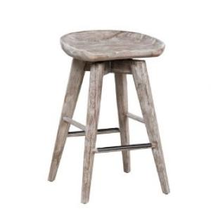 Wirebrushed Barnwood Swivel Counter Stool