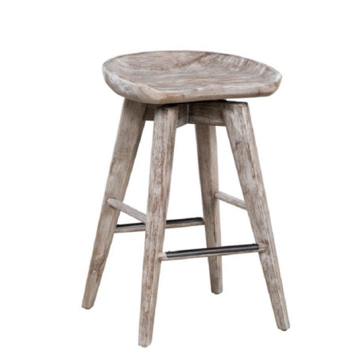 Wirebrushed Barnwood Swivel Counter Stool
