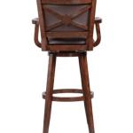 Brown Wood and Faux Leather Swivel Bar Stool