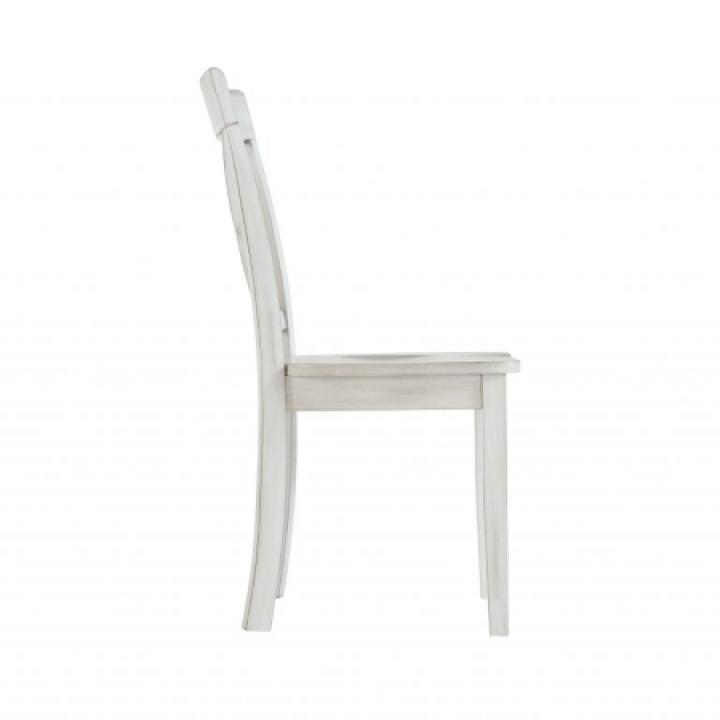 Antique Whitewashed Wood Dining Chairs, Set of 2