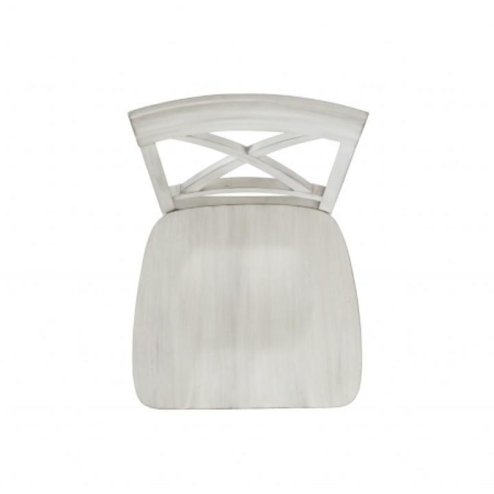 Antique Whitewashed Wood Dining Chairs, Set of 2