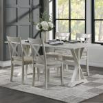 Antique Whitewashed Wood Dining Chairs, Set of 2