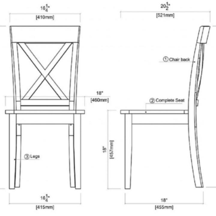 Antique Whitewashed Wood Dining Chairs, Set of 2