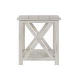 Antique Whitewashed Wood Rectangular Side Table