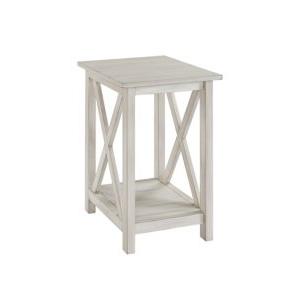 Antique Whitewashed Wood Rectangular Side Table
