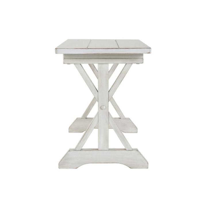 Antique Whitewashed Wood Dining Bench