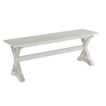 Antique Whitewashed Wood Dining Bench