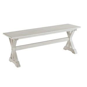 Antique Whitewashed Wood Dining Bench