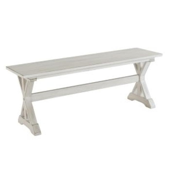 Antique Whitewashed Wood Dining Bench