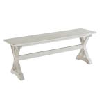 Antique Whitewashed Wood Dining Bench