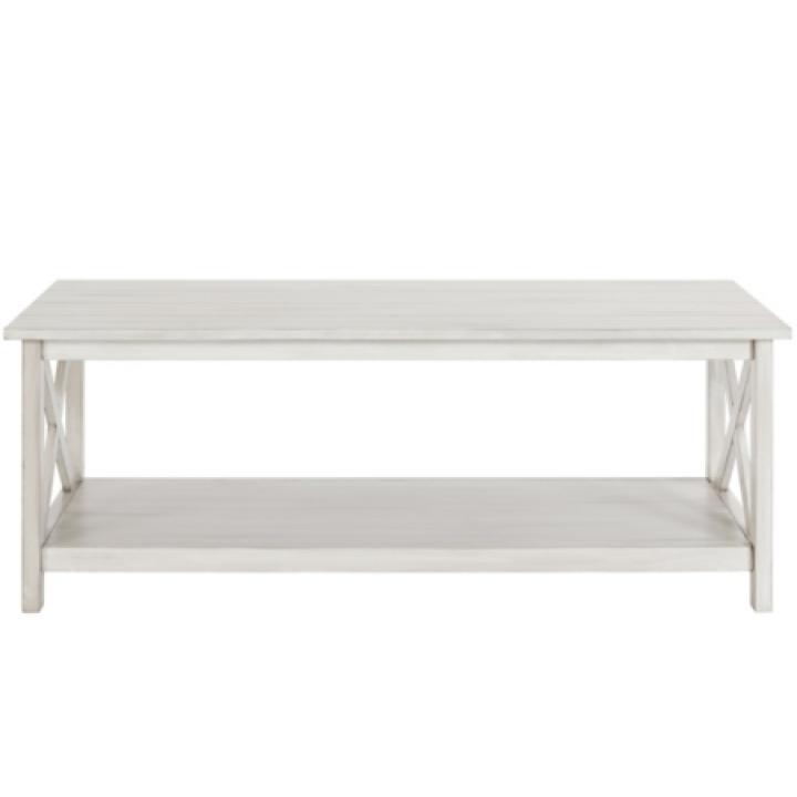 Antique Whitewashed Wood Coffee Table