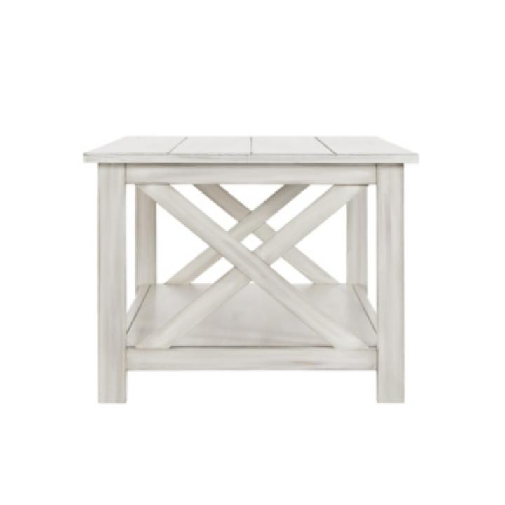 Antique Whitewashed Wood Coffee Table