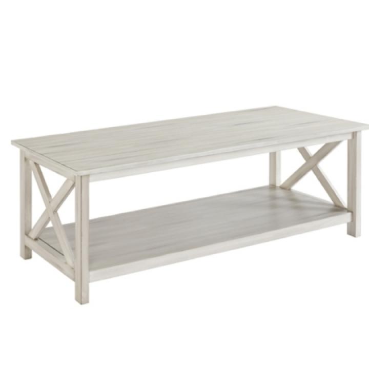 Antique Whitewashed Wood Coffee Table