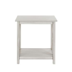 Antique Whitewashed Wood Square Side Table