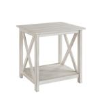 Antique Whitewashed Wood Square Side Table