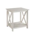 Antique Whitewashed Wood Square Side Table