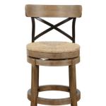 Light Brown Wood and Seagrass Swivel Counter Stool