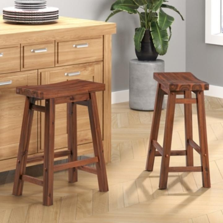 Chestnut Sonoma Saddle Counter Stools, Set of 2