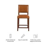 Brown Faux Leather Square Classic Counter Stool