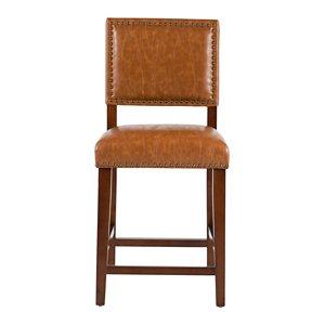 Brown Faux Leather Square Classic Counter Stool