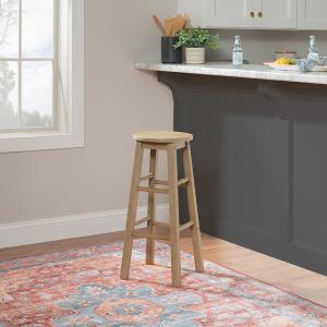 Rustic Wood Pub Classic Backless Bar Stool
