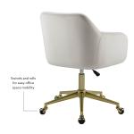 Cream Upholstered Tufted Swivel Office Chair