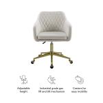 Cream Upholstered Tufted Swivel Office Chair