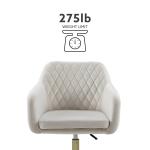 Cream Upholstered Tufted Swivel Office Chair