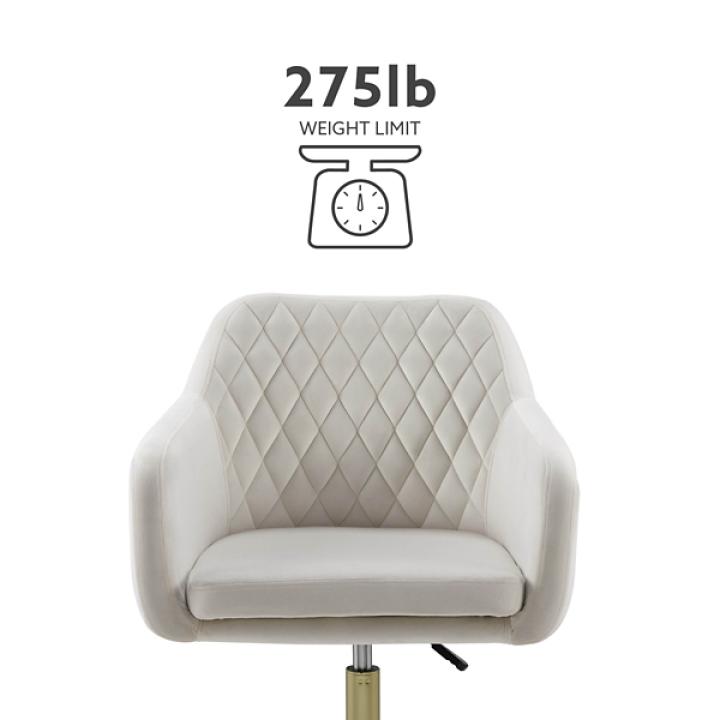 Cream Upholstered Tufted Swivel Office Chair
