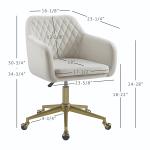 Cream Upholstered Tufted Swivel Office Chair