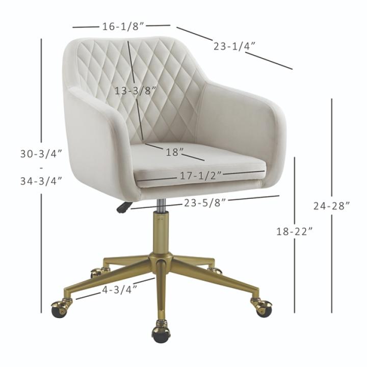 Cream Upholstered Tufted Swivel Office Chair