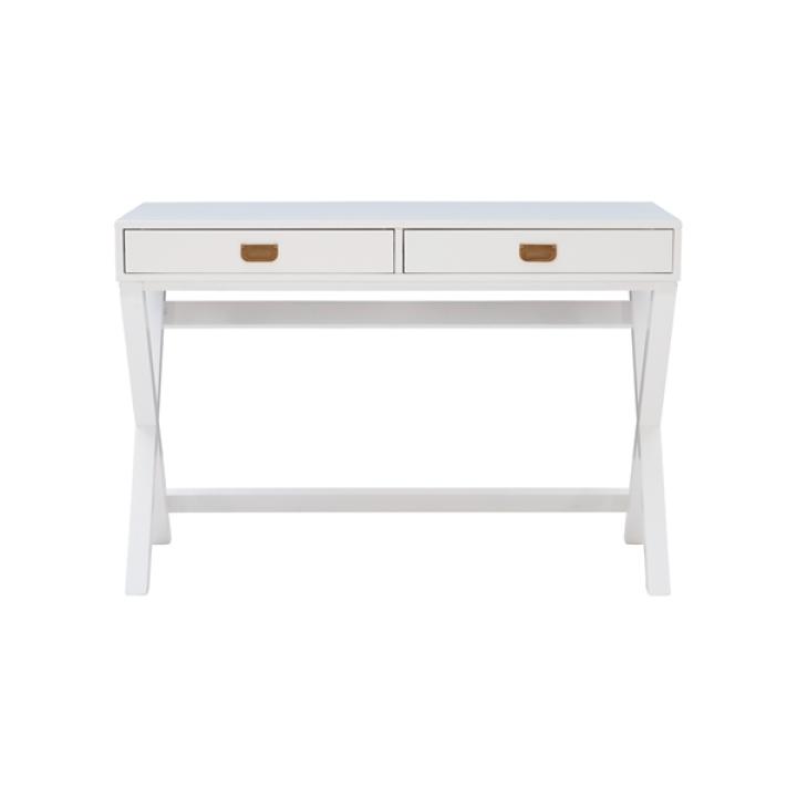 White Wood 2-Drawer X-Frame Desk