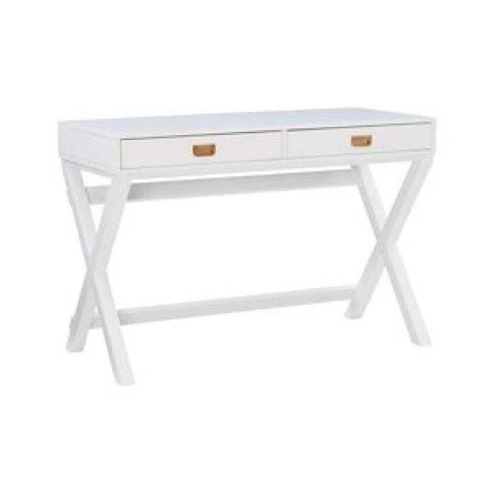 White Wood 2-Drawer X-Frame Desk