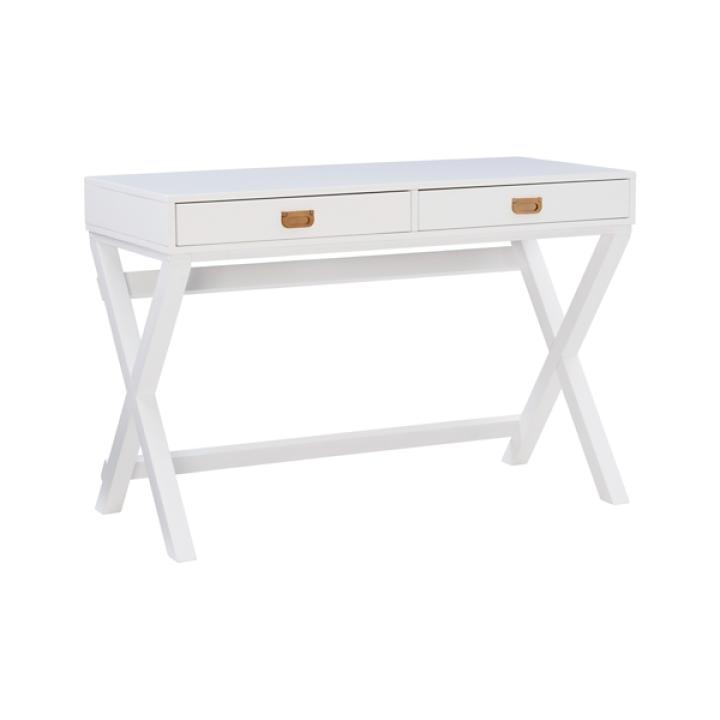 White Wood 2-Drawer X-Frame Desk