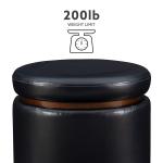 Round Black Faux Leather Storage Ottoman