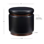 Round Black Faux Leather Storage Ottoman