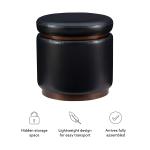 Round Black Faux Leather Storage Ottoman