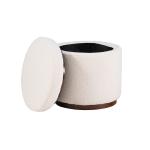 White Sherpa Upholstered Storage Ottoman
