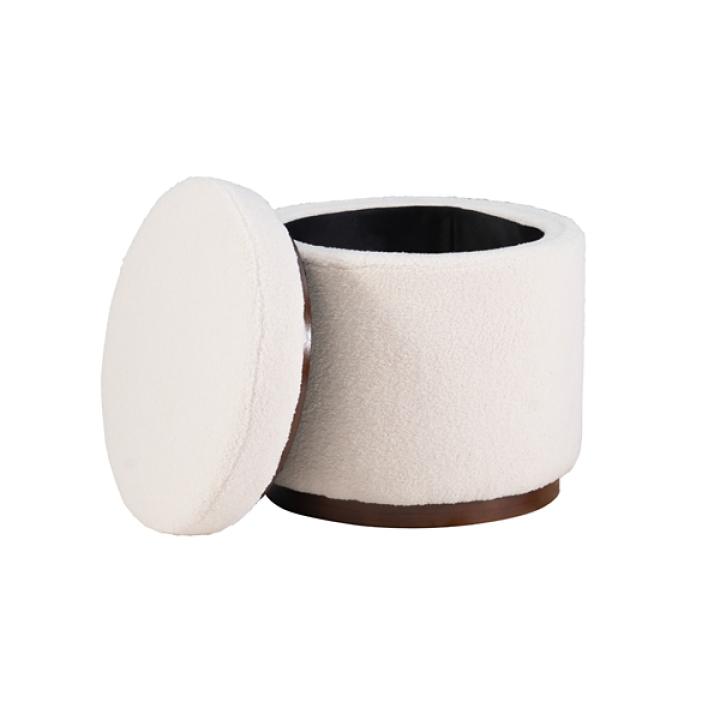 White Sherpa Upholstered Storage Ottoman