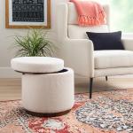 White Sherpa Upholstered Storage Ottoman